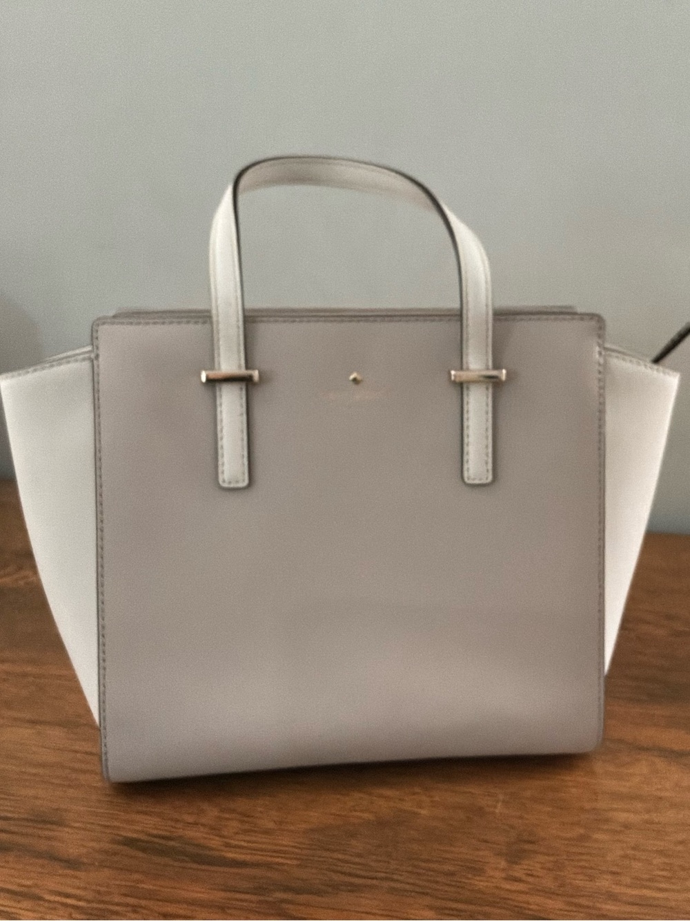 kate spade leather satchel with gold logo